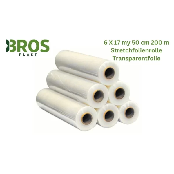 6 x 17 my 50 cm 200 m Stretchfolienrolle Transparentrolle